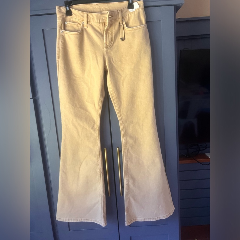 Anthro Bayan Denim khaki low rise flare jeans
